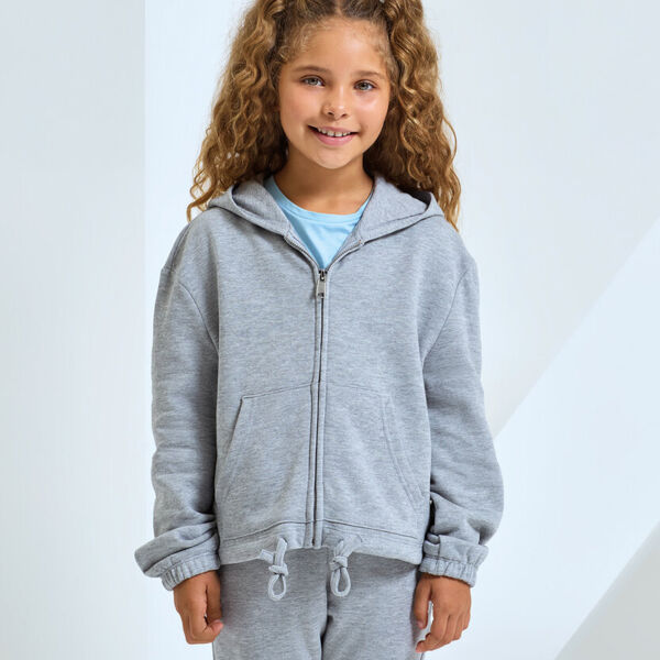 Kids TriDri® recycled cropped oversize full-zip hoodie Thumbnail
