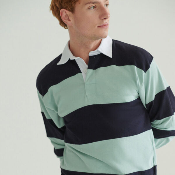 Sewn stripe long sleeve rugby shirt Thumbnail