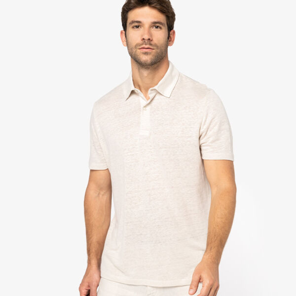 Spasso Knitted Linen Polo Shirt Thumbnail