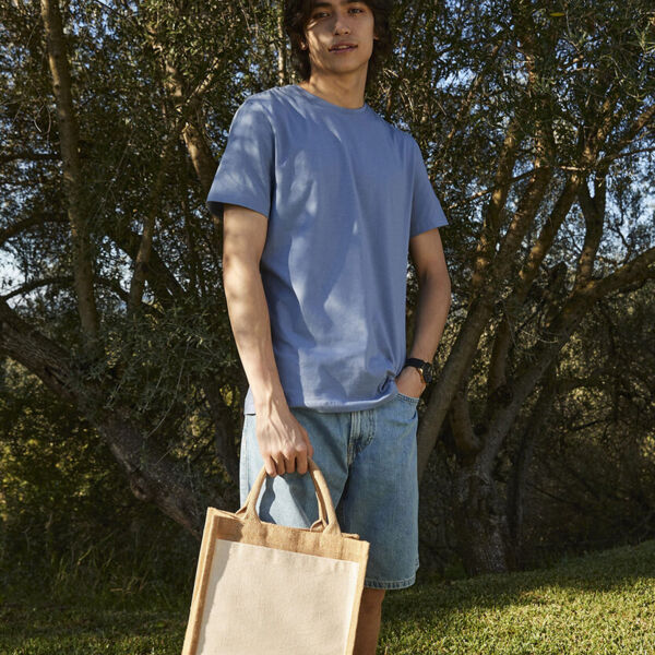 Cotton pocket jute midi tote Thumbnail
