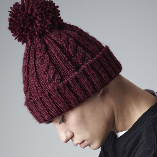 Cable knit melange beanie Thumbnail