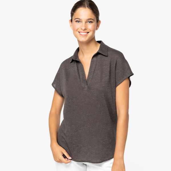Spasso Ladies Linen Polo Shirt Thumbnail